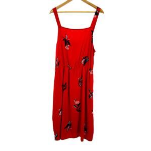 Ava & Vic Bird‎ of Paradise Plus Size 2X Red Summer Dress Spaghetti Straps